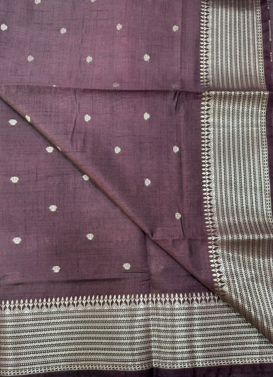 Semi Tussar Silk Saree | VKSH0346A - Image 3